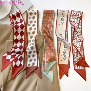 Back2life ผ้าพันคอ ผ้าซาติน ผ้าไหม ลายดอกไม้ สีแดง สไตล์เกาหลี เรียบง่าย เข้ากับทุกการแต่งกาย สําหรับปีใหม่