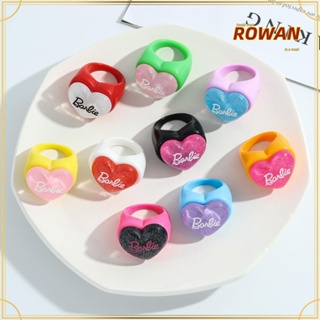 Rowans แหวนอะคริลิคเรซิ่น ลายตัวอักษร สําหรับตุ๊กตาบาร์บี้ |แหวน รูปหัวใจ เครื่องประดับ สําหรับผู้หญิง