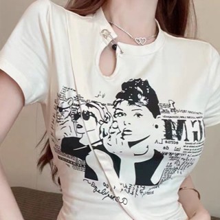 Milyfashion เสื้อยืด แขนสั้น สุดชิค เซ็กซี่ ฤดูร้อน สําหรับผู้หญิง