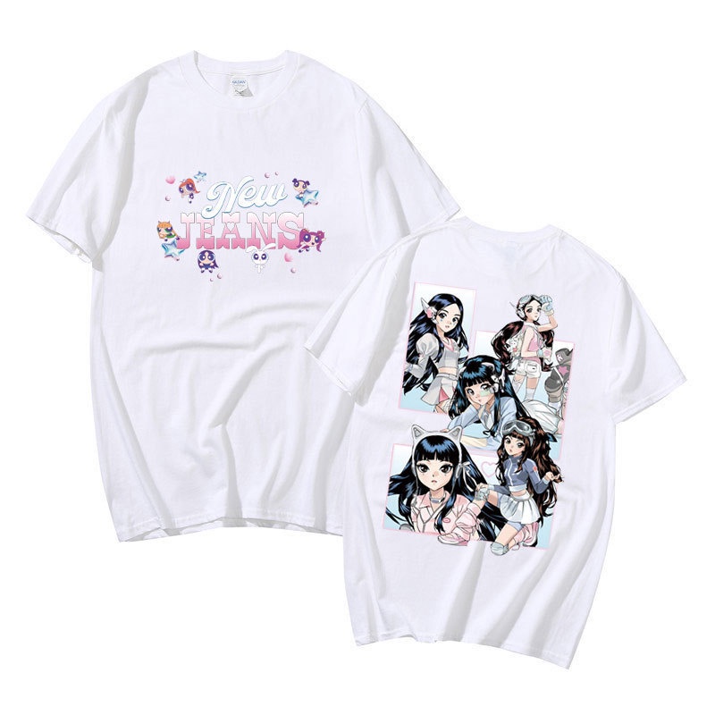 เสื้อยืด เสื้อยืดแขนสั้นลําลอง คอกลม ผ้าฝ้าย พิมพ์ลาย Kpop Get Up Powerpuff Girls MINJI Haerin DANIE