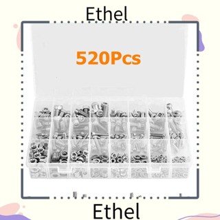 Ethel1 ชุดน็อต และแหวนรอง สเตนเลส 304 M3 M4 M5 M6 8 12 16 20 มม. พร้อมกล่องเก็บ สําหรับเครื่องใช้ในครัวเรือน 520 ชิ้น