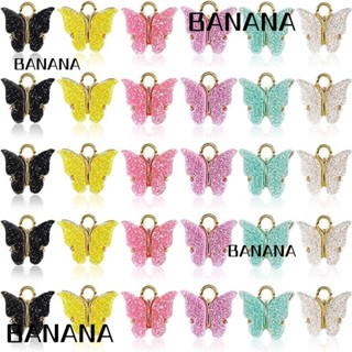 Banana1 สร้อยข้อเท้า จี้ผีเสื้อ อะคริลิคอัลลอย ยาว 16 มม. กว้าง 14 มม. หลากสี