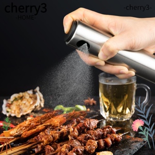 Cherry3 ขวดสเปรย์พ่นน้ํามันมะกอก สเตนเลส สีเงิน 100 มล. คุณภาพสูง สําหรับทําอาหาร บาร์บีคิว สลัด