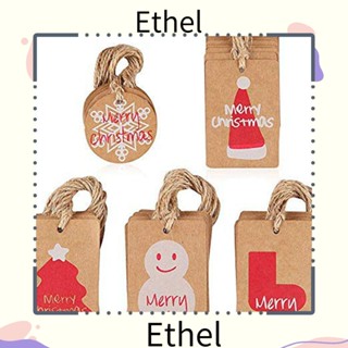 Ethel1 ป้ายแท็กกระดาษคราฟท์ ลายคริสต์มาส DIY สําหรับตกแต่งคริสต์มาส 100 ชิ้น