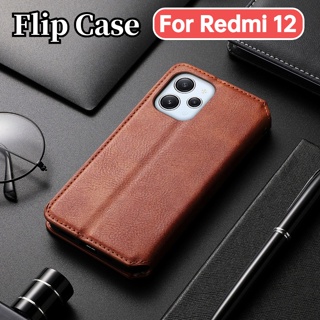 เคสโทรศัพท์หนัง ฝาพับ กันกระแทก พร้อมช่องใส่บัตร แฟชั่น สําหรับ Redmi 12 2023 Redmi12 4G hp Redmy 12 5G 23053RN02A