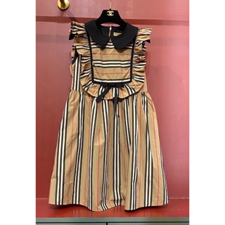 ♥ เช็คสินค้าก่อนสั่ง BURBERRY MIDI DRESS เดรส ผ้าคอตตอน น่ารักมาก แต่งระบายช่วงอก เบอเบอรี่ บัลเบอรี่