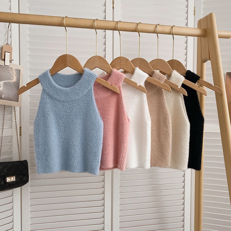 เสื้อกั๊กแขนกุด ผ้าขนมิงค์เทียม สีพื้น แฟชั่นฤดูใบไม้ร่วง และฤดูหนาว สําหรับผู้หญิง ZI2Y