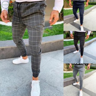 GORGEOUS~Men Pants Pants Plaid Polyester Printed Autumn Skinny Slim Fit Business