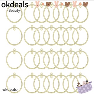 Okdeals ต่างหูห่วง ทรงกลม ชุบทอง 30*33 มม. อัลลอย 2 ห่วง สําหรับทําเครื่องประดับ