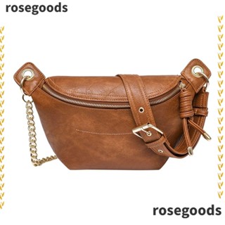 Rosegoods1 กระเป๋าคาดอก หนัง PU นิ่ม ปรับสายได้ สไตล์วินเทจ แฟชั่นสําหรับผู้หญิง