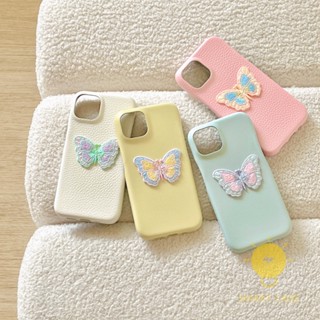 For เคสไอโฟน 14 Pro Max [Butterfly Embroidery Leather Texture] เคส Phone Case For iPhone 14 Pro Max 13 12 11 For เคสไอโฟน11 Ins Korean Style Retro Classic Couple Shockproof Protective TPU Cover Shell