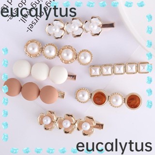 Eucalytus1 กิ๊บติดผมโลหะ ประดับไข่มุก ลายดอกไม้น่ารัก บางเฉียบ สไตล์เรโทร ของขวัญ เครื่องประดับผม 5 7 ชิ้น ต่อชุด