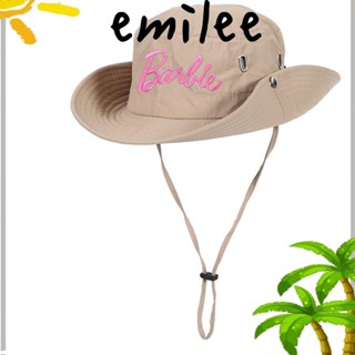 Emilee หมวกกันแดด ผ้าโพลีเอสเตอร์ ปักลายตัวอักษร สีสันสดใส ระบายอากาศ สําหรับตุ๊กตาบาร์บี้ ชาวประมง กลางแจ้ง