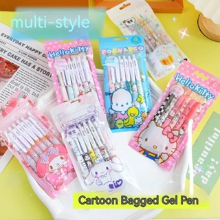 SANRIO ปากกาเจล ลายการ์ตูน Hello Kitty Cinnamoroll Kuromi 0.5 สีดํา เครื่องเขียน สําหรับเด็กนักเรียน 5 ชิ้น