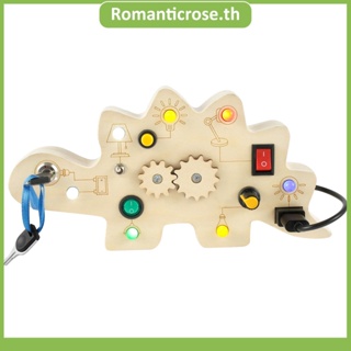 Montessori บอร์ดสวิตช์ไฟ LED ของเล่นไม้ แบบพกพา สําหรับเด็กวัยหัดเดิน SHOPSKC0707