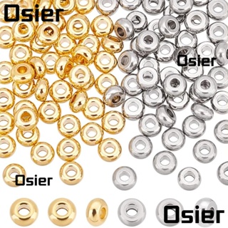 Osier1 ลูกปัดสเปเซอร์ ทรงกลมแบน แบน สเตนเลส สีทอง 200 ชิ้น