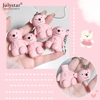 JULYSTAR Magic Casa Mirror ลิปกลอส Cute Bear Matte Lip Mud Velvet Grey Pink Keychain Lipstick Long Lasting Lip Glaze Red Lip Gloss For Women Beauty 5 สี