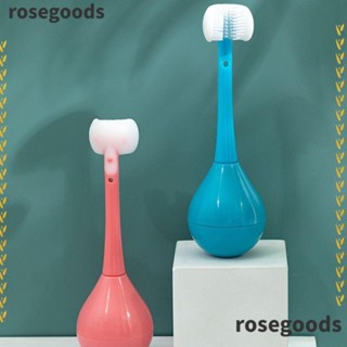 Rosegoods1 แปรงสีฟันเด็ก แก้วทัมเบลอร์ ไม่หลั่ง ทนทาน แปรงสีฟันสามด้าน ด้ามจับง่าย นุ่ม ทําความสะอาดล้ําลึก แปรงสีฟันเด็ก เด็ก