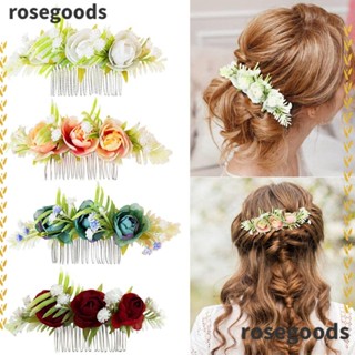 Rosegoods1 หวีผม ดอกไม้ ส่องแสง เครื่องประดับผมเจ้าสาว คริสตัล เครื่องประดับผม