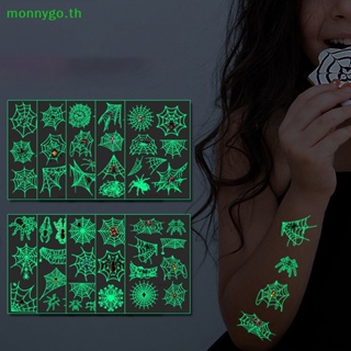 Monnygo สติกเกอร์รอยสักชั่วคราว แบบเรืองแสง กันน้ํา สีดํา สําหรับผู้ชาย และผู้หญิง