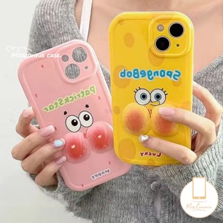 เคสโทรศัพท์มือถือนิ่ม ลายการ์ตูน SpongeBob SquarePants Patrick Star 3D บีบได้ สําหรับ IPhone 11 14 12 13 Pro MAX XR X 6 6s 7 8 Plus XS MAX SE