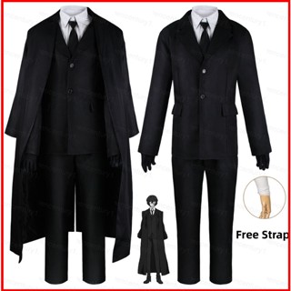 Yelan Bungo Stray Dogs Dazai Osamu ชุดคอสเพลย์ เสื้อแจ็กเก็ต เสื้อกันลม สีดํา