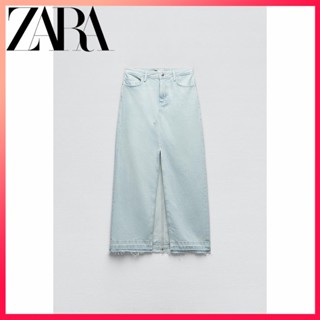 Zara ใหม่ ชุดเดรสกระโปรงยีน ผ่าข้าง สําหรับสตรี Z1975