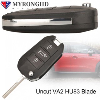 Myronghd รีโมตกุญแจรถยนต์ 3 ปุ่ม ID46 ชิป 433Mhz Uncut VA2 HU83 Blade Flip Key Shell สําหรับ Peugeot 208 2008 308 508 Citroen C3 C4 C5