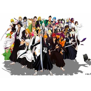 โปสเตอร์ผ้าใบ ลายอนิเมะ Bleach สีน้ํา สไตล์วินเทจ สําหรับตกแต่งเนอสเซอรี่เด็กผู้ชาย