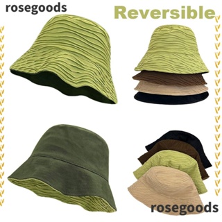 Rosegoods1 หมวกบักเก็ต ผ้าฝ้าย กันแดด สองด้าน พลัสไซซ์ สไตล์ฮาวาย สําหรับตั้งแคมป์