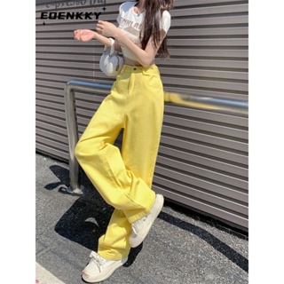 EOENKKY กางเกงขายาว กางเกงยีสน์ผู้หญิง ทรงหลวม ๆ ตรง Retro Hip Hop Pants 2023 NEW Style  Chic Beautiful ทันสมัย Unique A27L0DW 36Z230909