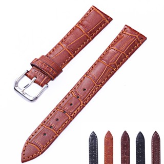 Universal Genuine Leather Watch Band Strap Stainless Steel Clasp Buckle Clearance sale