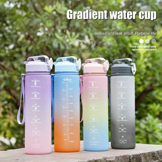 New Water Bottle Time Marker 1L Large Motivational Gym Sport Bottle With Straw