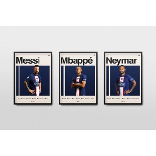 โปสเตอร์ผ้าใบ ลายฟุตบอล Messi Mbappe Neymar Ronaldo สไตล์มินิมอล สําหรับตกแต่งผนัง