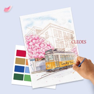 Cleoes สมุดวาดภาพระบายสีน้ํา ลายกราฟฟิติน่ารัก พร้อมเม็ดสี สําหรับเด็ก