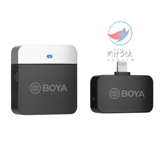 Mif) BOYA BY-M1LV-D 2.4GHz เครื่องส่งสัญญาณระบบไมโครโฟนไร้สาย + ตัวรับสัญญาณ ไมโครโฟนบันทึกเสียง ขนาดเล็ก แบบเปลี่ยน สําหรับสมาร์ทโฟน แท็บเล็ต บันทึก Vlog สตรีมสด ประชุมทางวิดีโอ I