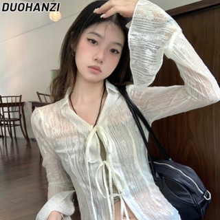 Duohanzi เสื้อคาร์ดิแกน ผ้าชีฟองถัก กันแดด อเนกประสงค์ สําหรับผู้หญิง