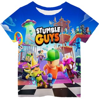 เสื้อยืดลําลอง แขนสั้น คอกลม พิมพ์ลายการ์ตูน Stumble Guys 3 มิติ แฟชั่นฤดูร้อน สไตล์ฮาราจูกุ สําหรับเด็กผู้ชาย และเด็กผู้หญิง