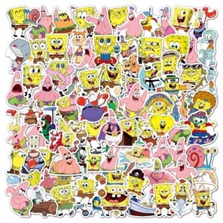 Z&amp;m❀ สติกเกอร์ SpongeBob SquarePants ❀ สติกเกอร์ ลายการ์ตูน กันน้ํา สําหรับตกแต่งของเล่น 100 ชิ้น ต่อชุด