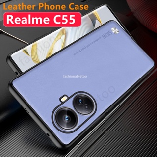 เคสโทรศัพท์หนัง PU นิ่ม TPU กันกระแทก ปิดด้านหลัง ขอบป้องกัน สําหรับ Realme C55 Nfc C 55 RealmeC55