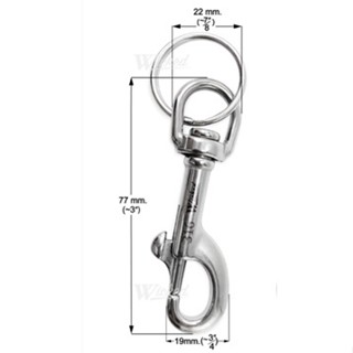 อุปกรณ์ดำน้ำ อุปกรณ์เกี่ยวเสริม Wicked ตะขอเกี่ยว Swivel Eye Single Snap Bolt สแตนเลส 316