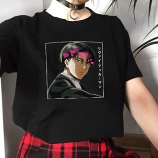 Japanese Attack on Titan Anime T-shirt Women Levi·Ackerman Cartoon Print Dark Punk Top Gothic Women Harajuku Street_01