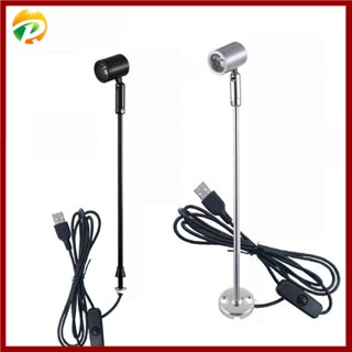 ไฟสปอตไลท์ LED 3W USB DC 5V โคมไฟแสดงเครื่องประดับ พร้อมสวิตช์ USB อินเตอร์เฟซ ร้านค้า ตู้ ภายใน ไฟเพดานมุมหมุนได้