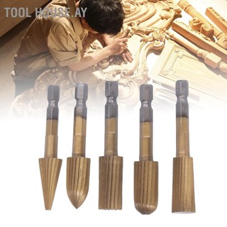 Tool House.ay 5PCS เครื่องมือไฟล์โรตารี่ 1/4in Shank Double Cut Burr Files งานไม้บดไฟล์แกะสลัก