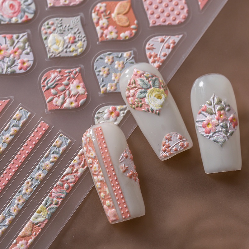 [Sakura Nail Nail] สติกเกอร์ช่อดอกไม้ ผีเสื้อ 5D สีดํา สําหรับตกแต่งเล็บ TS-2586