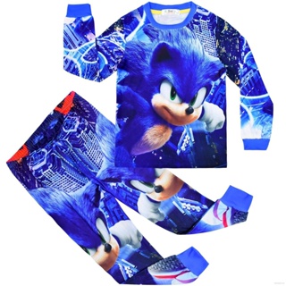 Kira ชุดเสื้อแขนยาว กางเกงขายาว ลาย Sonic the Hedgehog สําหรับเด็กผู้ชาย ผู้หญิง 2 ชิ้น