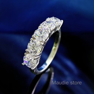 แหวนเพชรโมอิส เงินสเตอร์ลิง S925 2.5ct 0.5ct 5 มม. 5 ชิ้น สําหรับผู้หญิง