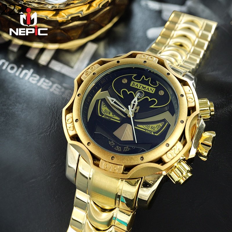 Nepic INVICTA นาฬิกาข้อมือลําลอง สีทอง ขนาดใหญ่ สําหรับผู้ชาย 222