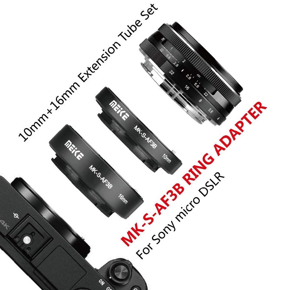 Meike MK-S-AF3B Auto Focus Macro Extension Tube แหวนสําหรับ Sony E Mount A7 A7II NEX-3 NEX-5 NEX-6 A6600 A5000 A6000 A6100 A6300 A9
