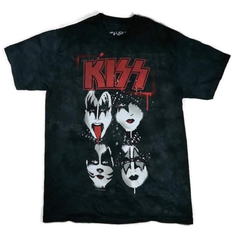 WXเสื้อยืดคอกลมcrew neckเสื้อยืดLiquidblue มัดย้อม วงKiss ลิขสิทธิ์แท้S-4XL